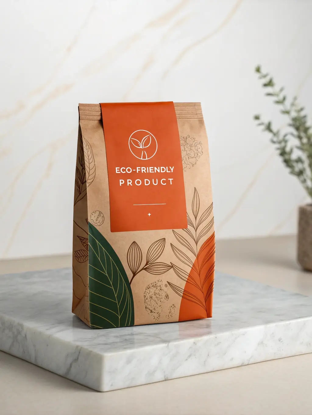 A pristine, eco-friendly packaging design for Adriatic Harvest™ produce, emphasizing sustainability and luxury.