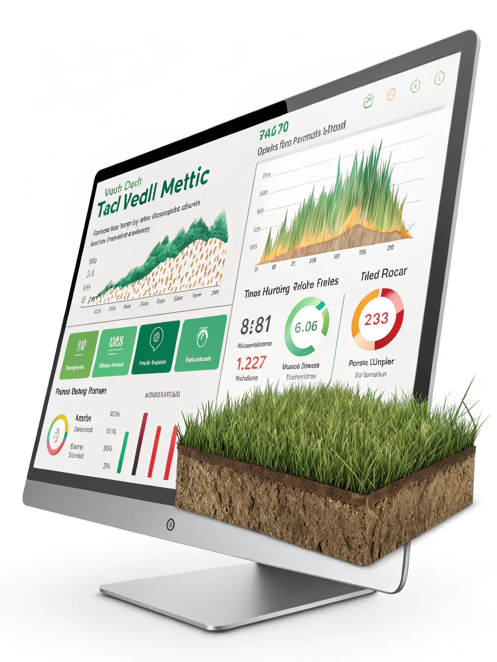 A detailed image of the HarvestIQ™ dashboard, showcasing its AI-powered predictive insights for optimal harvesting, irrigation, and resource use in a vineyard setting. The image should convey a sense of technological sophistication and data-driven decision-making.