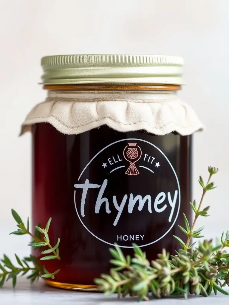 A diverse selection of HarvestGold™ honey jars, each infused with different botanical flavors like wild rosemary, lemon verbena, and orange peel. The arrangement showcases the variety and premium nature of the product line.