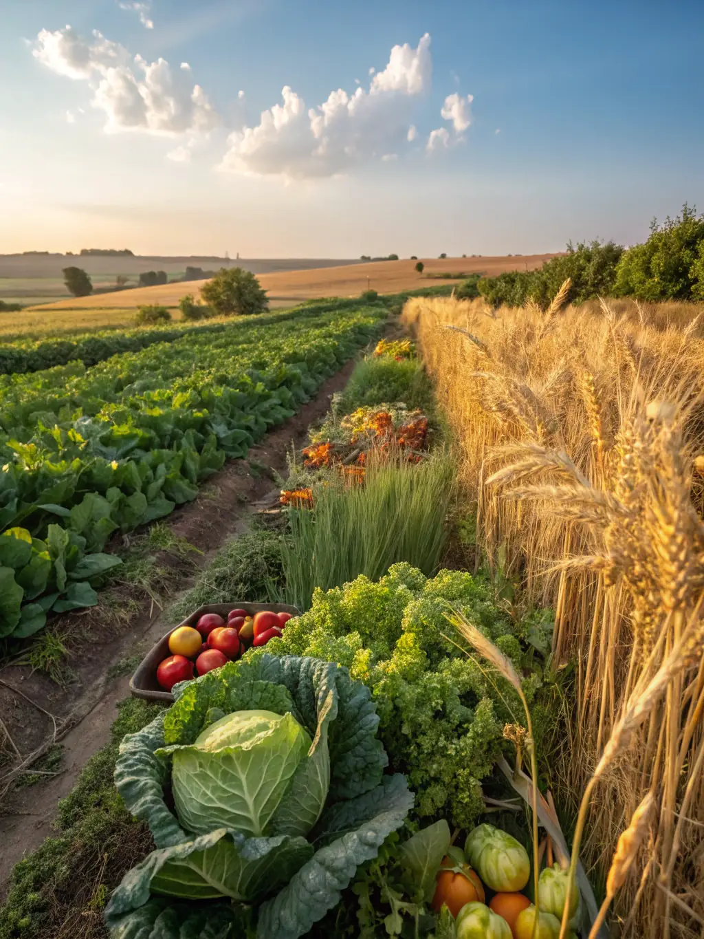 A lush green field with healthy crops, showcasing the potential for optimized yield with HarvestIQ™.