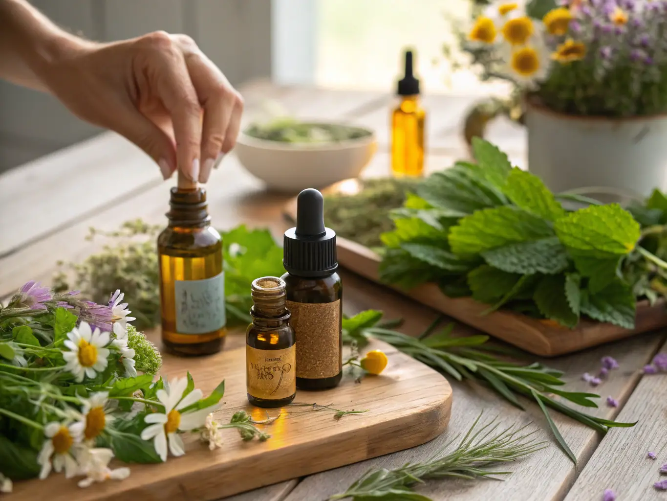 A visually appealing display of various HarvestInfused™ products, showcasing the customizable botanical infusions and premium packaging.