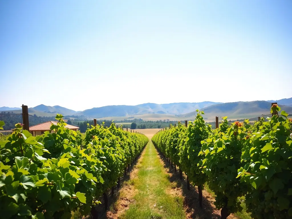 A detailed shot of Adriatic Harvest's vineyard, showcasing the AI-optimized sensors and monitoring equipment used for real-time adaptive vineyard management. The image should convey precision and sustainability.
